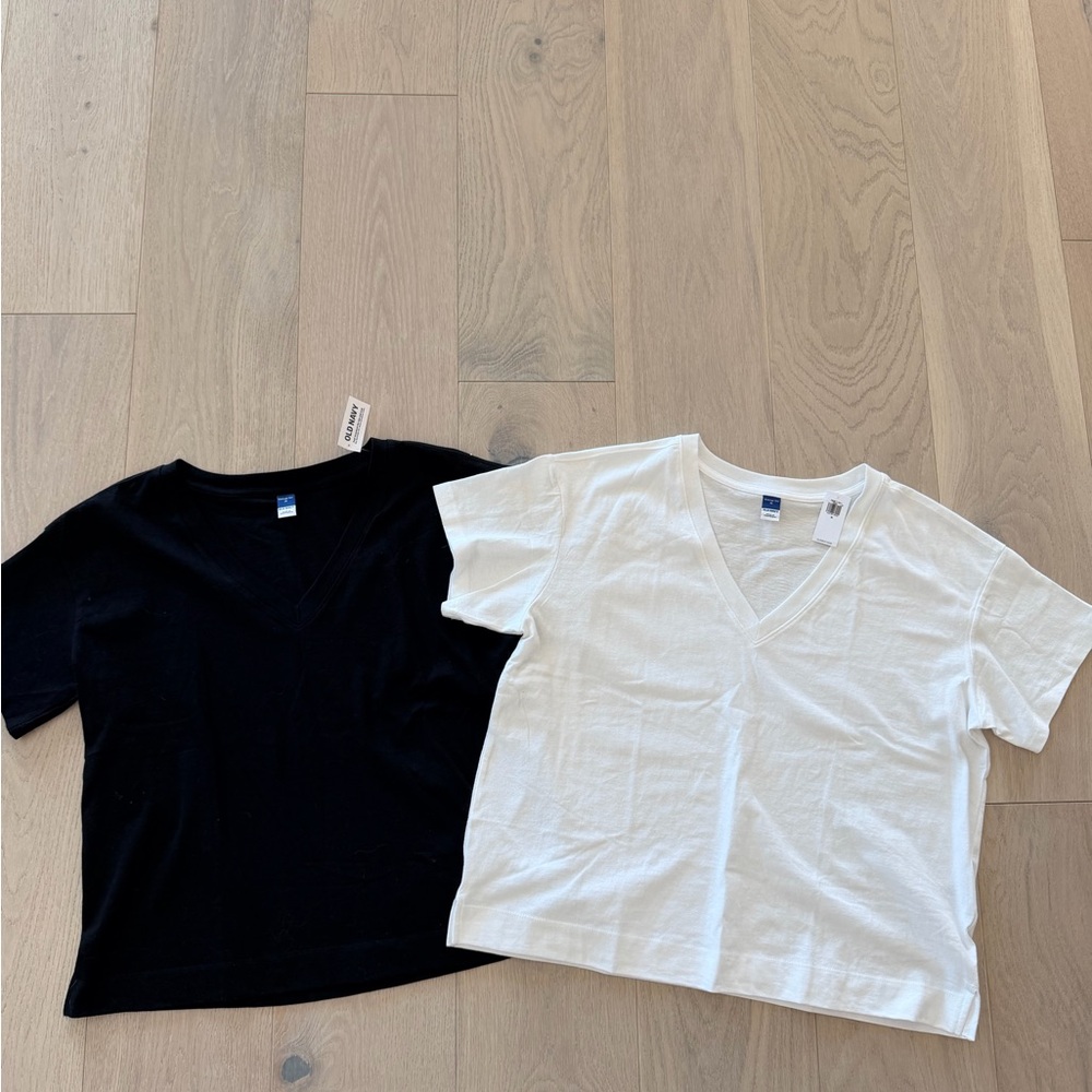 Old Navy V-Neck Tees - Black and White
